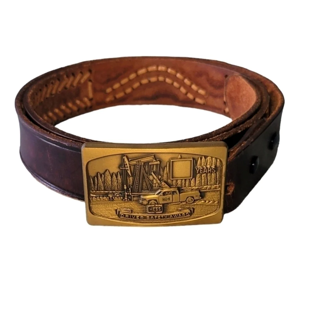Genuine Leather Hess Buckle Safety Driver Award Belt